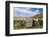 Asia, Western Mongolia, Bayan Olgii Province, Gashuun Suhayt. Stone Fence with Wooden Gate-Emily Wilson-Framed Photographic Print