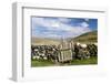 Asia, Western Mongolia, Bayan Olgii Province, Gashuun Suhayt. Stone Fence with Wooden Gate-Emily Wilson-Framed Photographic Print