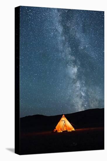 Asia, Western Mongolia, Khovd Province, Gashuun Suhayt. River Valley. Tent with Stars and Milky Way-Emily Wilson-Stretched Canvas