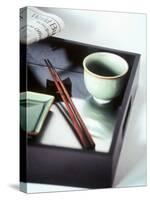 Asian Bowl, Chopsticks and Newspaper on Tray-Kolabas Hulya-Stretched Canvas