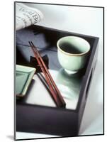 Asian Bowl, Chopsticks and Newspaper on Tray-Kolabas Hulya-Mounted Photographic Print