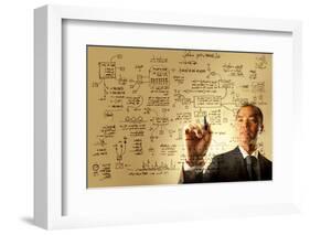 Asian Businessman Drawing Logistics Illustration-olly2-Framed Photographic Print