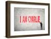 Asian Businessman Write Text on Wall, I Am Charlie-elwynn-Framed Photographic Print