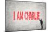 Asian Businessman Write Text on Wall, I Am Charlie-elwynn-Mounted Photographic Print