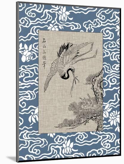 Asian Crane Panel I-null-Mounted Art Print