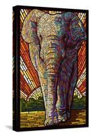 Asian Elephant - Paper Mosaic-Lantern Press-Stretched Canvas