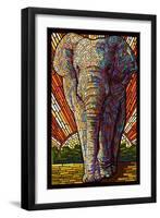 Asian Elephant - Paper Mosaic-Lantern Press-Framed Art Print