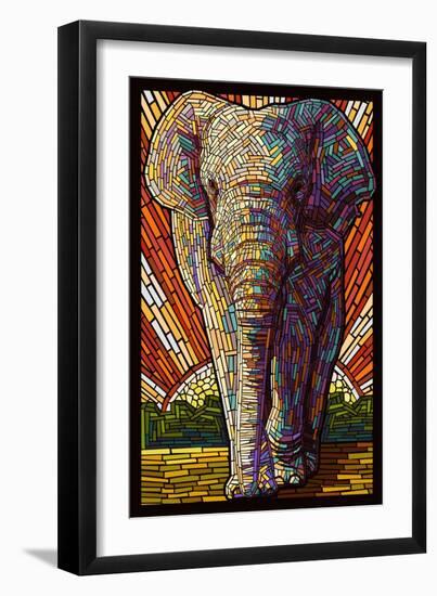 Asian Elephant - Paper Mosaic-Lantern Press-Framed Art Print