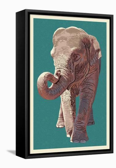 Asian Elephant-Lantern Press-Framed Stretched Canvas