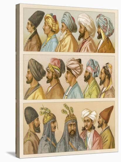 Asian Headwear Including Various Turbans-Racinet-Stretched Canvas