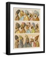 Asian Headwear Including Various Turbans-Racinet-Framed Art Print