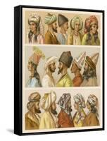 Asian Headwear Including Various Turbans-Racinet-Framed Stretched Canvas
