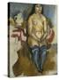 Asian in Blue Stockings-Jules Pascin-Stretched Canvas