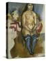 Asian in Blue Stockings-Jules Pascin-Stretched Canvas