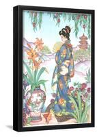 Asian Lady with Fan Lithograph Poster-null-Framed Poster