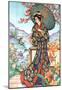 Asian Lady with Parasol Lithograph Poster-null-Mounted Poster