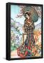 Asian Lady with Parasol Lithograph Poster-null-Framed Poster