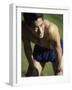 Asian Man Pausing During Workout-null-Framed Photographic Print