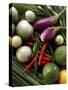Asian Still Life with Aubergines, Chili and Limes-Foodcollection-Stretched Canvas