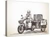 Asian Street Food on Motorbike, Hand Drawn Vector Sketch-Olga Tropinina-Stretched Canvas