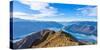 Asian Traveler Celebrating Success at Roy's Peak Lake Wanaka New Zealand-Worawat Dechatiwong-Stretched Canvas