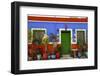 Asilah, Morocco. Multi-colored house with potted plants-Jolly Sienda-Framed Photographic Print