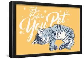 Ask Before You Pet- Horizontal Script-null-Framed Poster