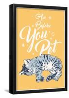 Ask Before You Pet- Vertical Script-null-Framed Poster