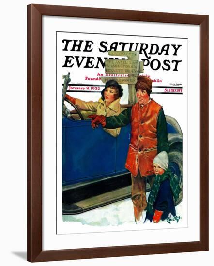 "Asking Directions," Saturday Evening Post Cover, January 9, 1932-Ellen Pyle-Framed Giclee Print