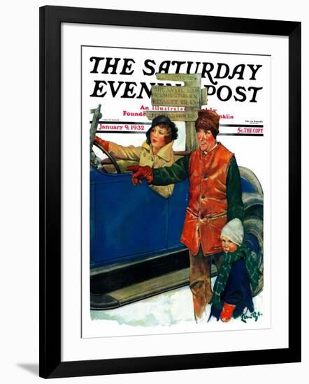 "Asking Directions," Saturday Evening Post Cover, January 9, 1932-Ellen Pyle-Framed Giclee Print