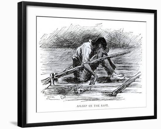 Asleep on the Raft, Illustration from 'The Adventures of Huckleberry Finn', by Mark Twain-Edward Windsor Kemble-Framed Giclee Print