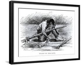 Asleep on the Raft, Illustration from 'The Adventures of Huckleberry Finn', by Mark Twain-Edward Windsor Kemble-Framed Giclee Print