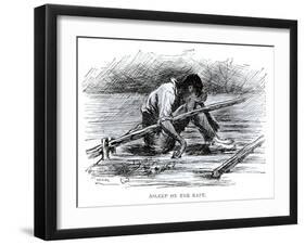 Asleep on the Raft, Illustration from 'The Adventures of Huckleberry Finn', by Mark Twain-Edward Windsor Kemble-Framed Giclee Print