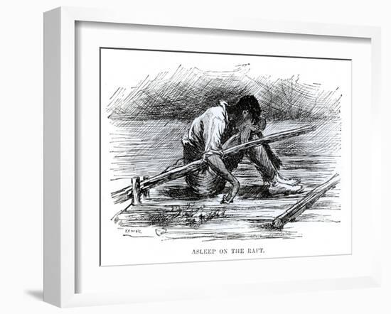 Asleep on the Raft, Illustration from 'The Adventures of Huckleberry Finn', by Mark Twain-Edward Windsor Kemble-Framed Giclee Print