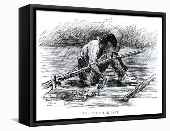 Asleep on the Raft, Illustration from 'The Adventures of Huckleberry Finn', by Mark Twain-Edward Windsor Kemble-Framed Stretched Canvas