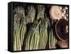 Asparagus and Mushrooms at Stall in Pike Place Market, Seattle, Washington, USA-Connie Ricca-Framed Stretched Canvas