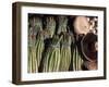 Asparagus and Mushrooms at Stall in Pike Place Market, Seattle, Washington, USA-Connie Ricca-Framed Premium Photographic Print