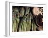 Asparagus and Mushrooms at Stall in Pike Place Market, Seattle, Washington, USA-Connie Ricca-Framed Photographic Print