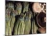 Asparagus and Mushrooms at Stall in Pike Place Market, Seattle, Washington, USA-Connie Ricca-Mounted Photographic Print