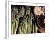 Asparagus and Mushrooms at Stall in Pike Place Market, Seattle, Washington, USA-Connie Ricca-Framed Photographic Print
