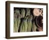 Asparagus and Mushrooms at Stall in Pike Place Market, Seattle, Washington, USA-Connie Ricca-Framed Photographic Print