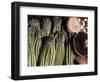 Asparagus and Mushrooms at Stall in Pike Place Market, Seattle, Washington, USA-Connie Ricca-Framed Photographic Print