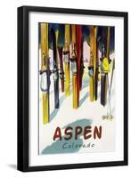 Aspen, CO - Colorful Skis-Lantern Press-Framed Art Print