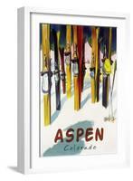 Aspen, CO - Colorful Skis-Lantern Press-Framed Art Print