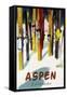 Aspen, CO - Colorful Skis-Lantern Press-Framed Stretched Canvas