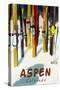 Aspen, CO - Colorful Skis-Lantern Press-Stretched Canvas