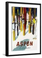 Aspen, CO - Colorful Skis-Lantern Press-Framed Art Print