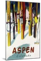Aspen, CO - Colorful Skis-Lantern Press-Mounted Art Print