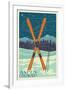 Aspen, Colorado - Crossed Skis-Lantern Press-Framed Art Print