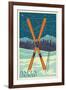 Aspen, Colorado - Crossed Skis-Lantern Press-Framed Art Print